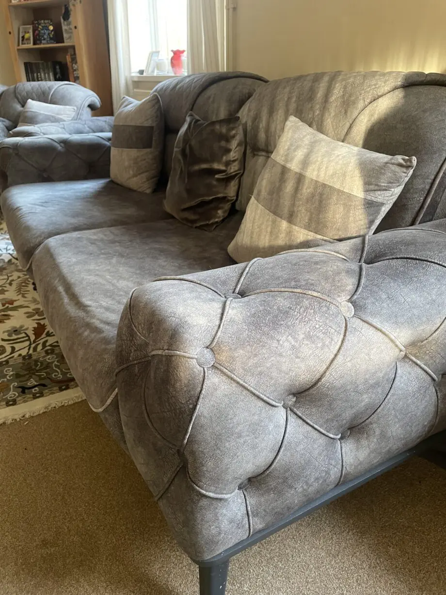2 and 3 seater Adjustable grey sofas