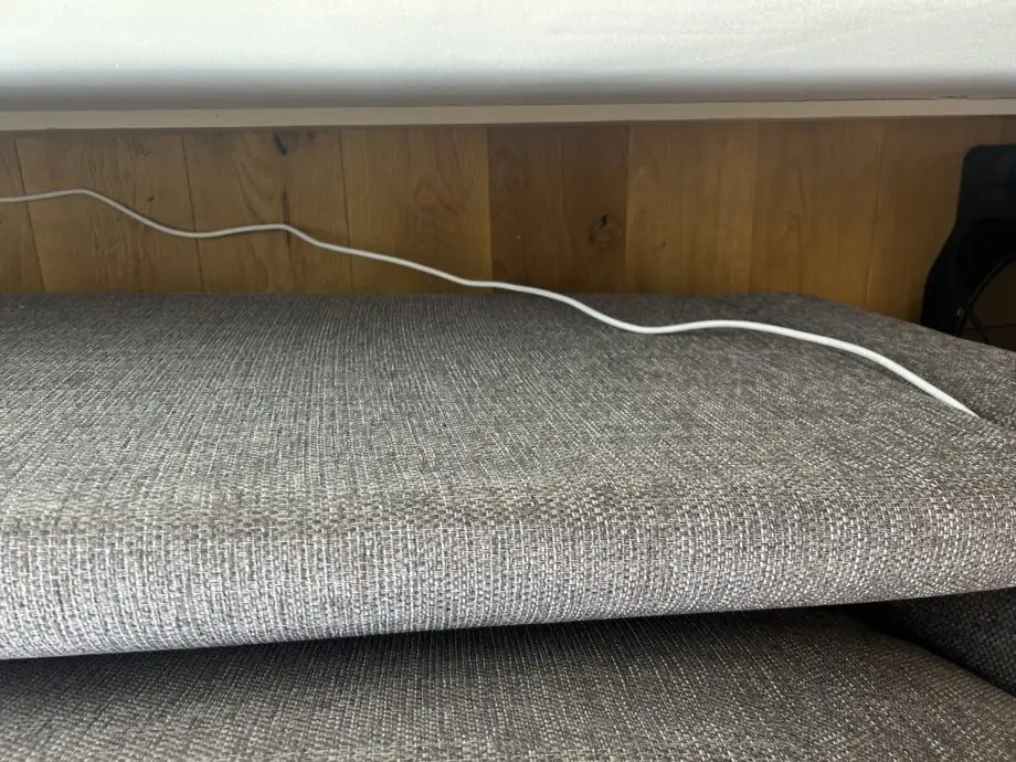 Grey 2-seater sofa with chaise