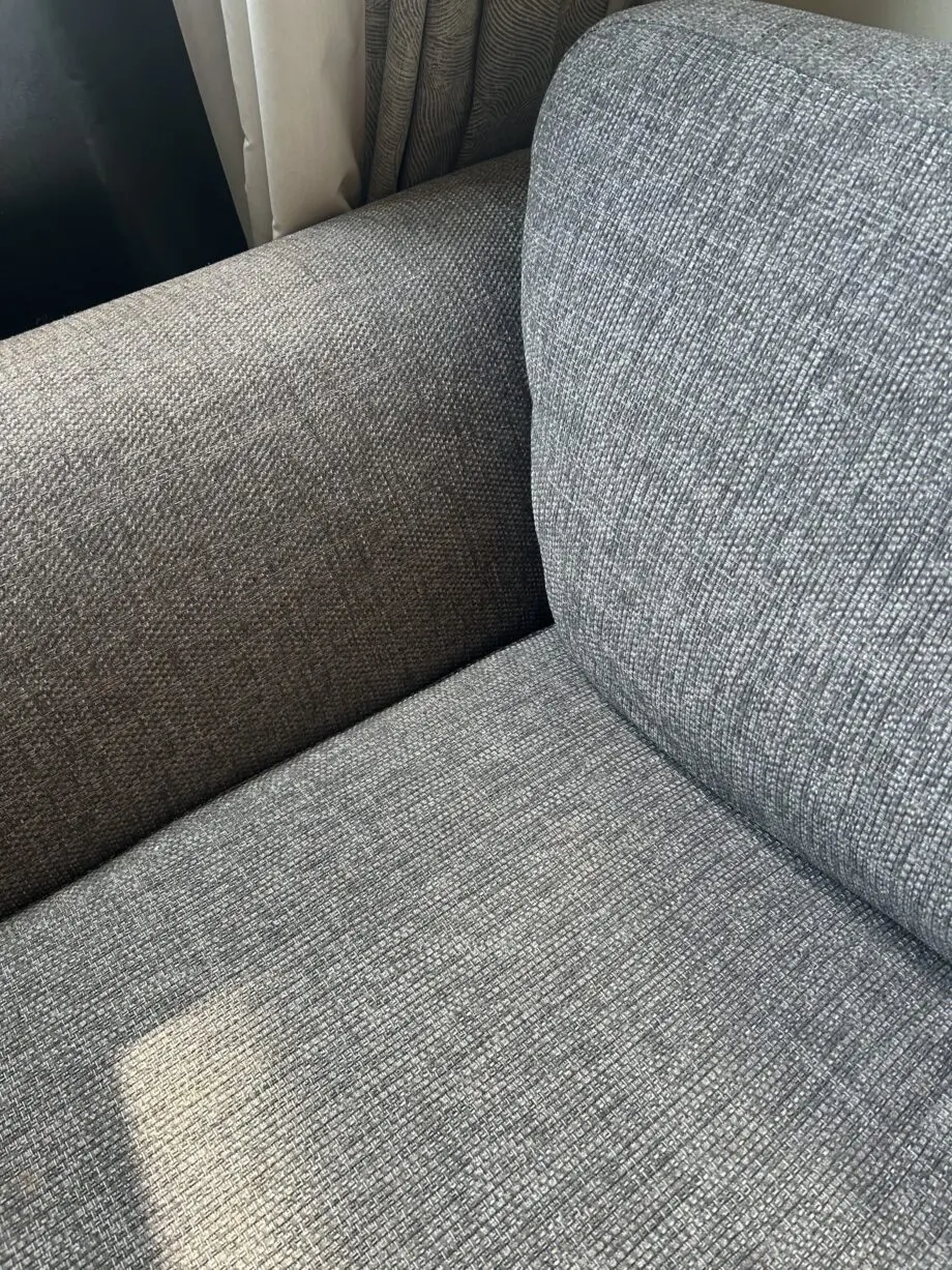 Grey 2-seater sofa with chaise