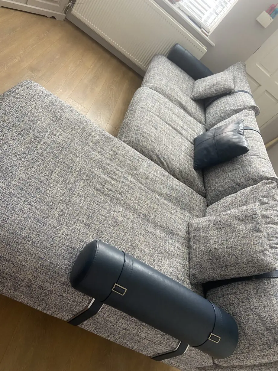 Blue grey corner sofa