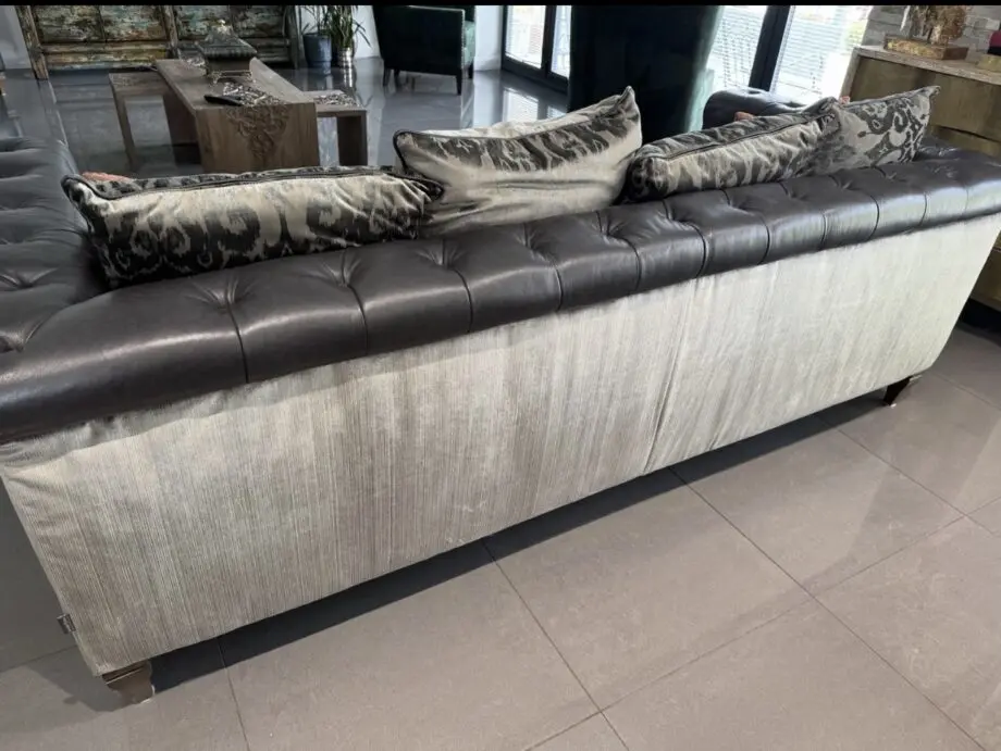 Alexander James Grey Leather & Fabric 3 Seater Sofa