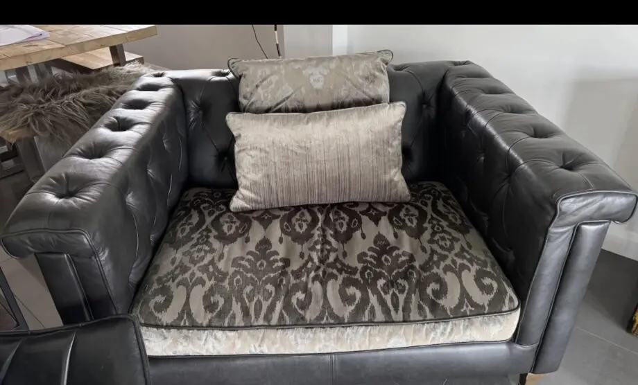 Alexander James Grey Leather & Fabric 3 Seater Sofa