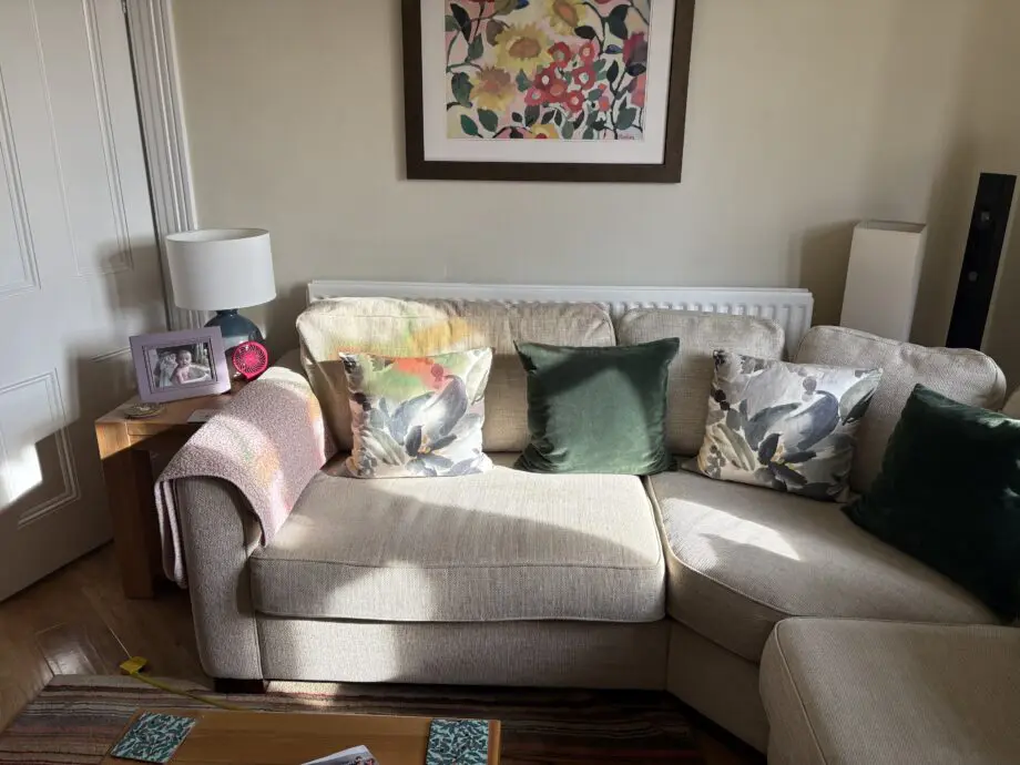 Furniture Village oatmeal corner suite