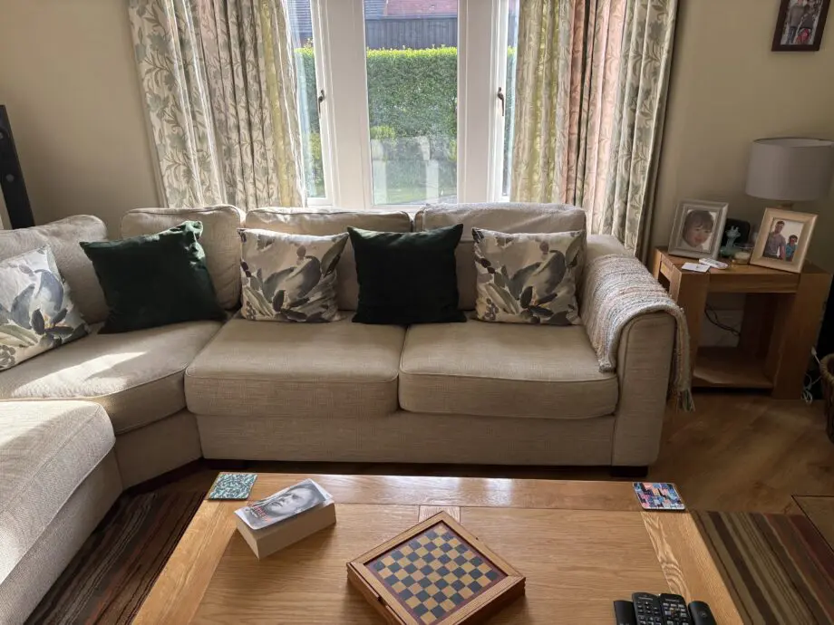 Furniture Village oatmeal corner suite