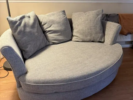 Lorella Pillow Back Oval Cuddler Sofa Silver