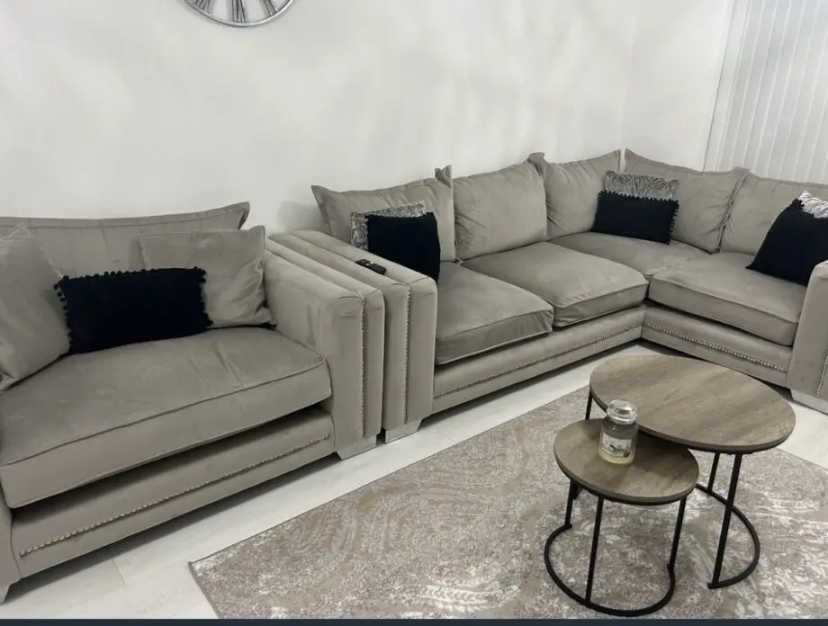 SCS LLB regency corner sofa and Snuggler chair
