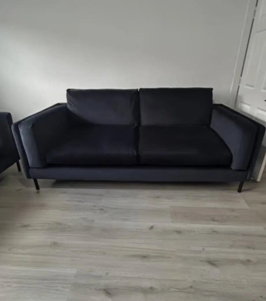 Navy plush velvet 3 seater sofas