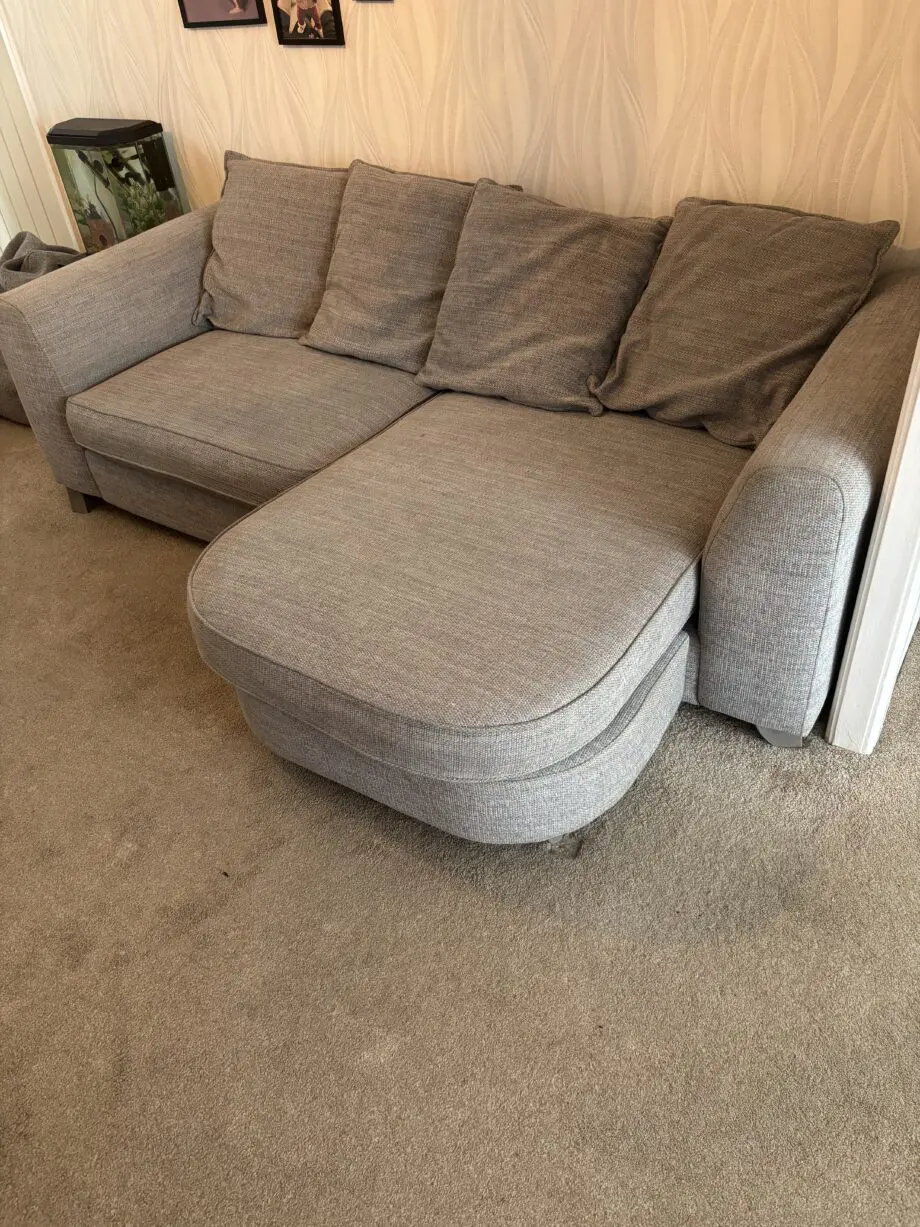 DFS silver lorella sofa set. 1x 4 seater lounger and 1x cuddler sofa