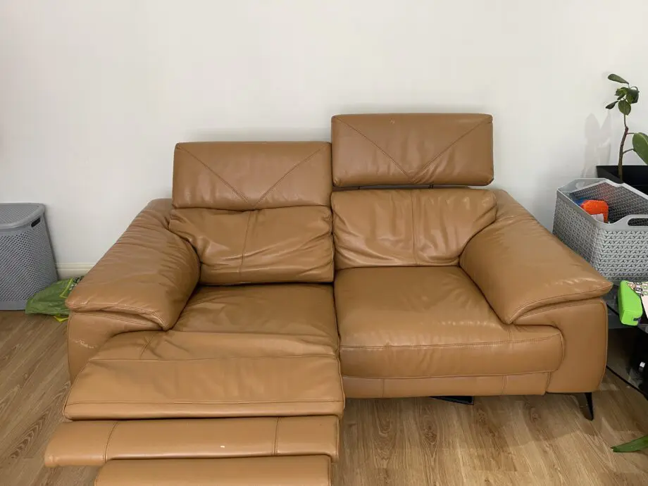 Dfs 2 seater leather power recliner sofa with power headrest