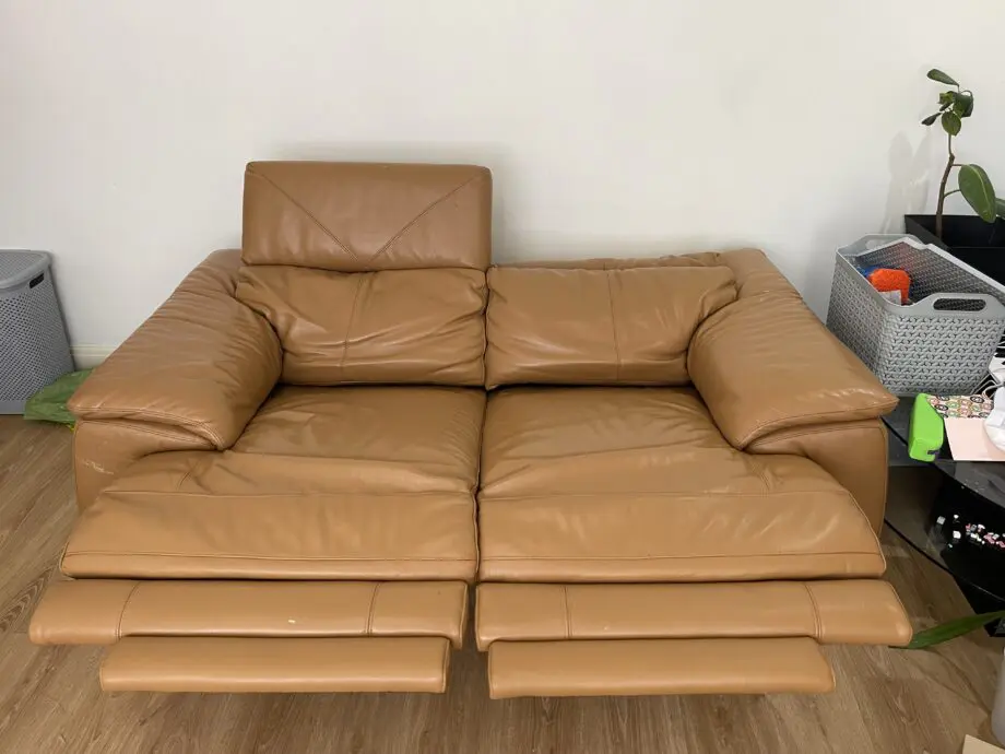 Dfs 2 seater leather power recliner sofa with power headrest