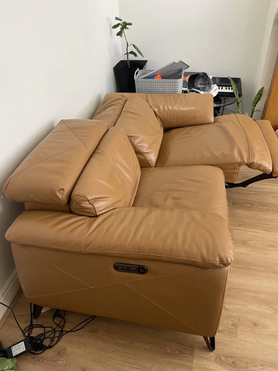 Dfs 2 seater leather power recliner sofa with power headrest