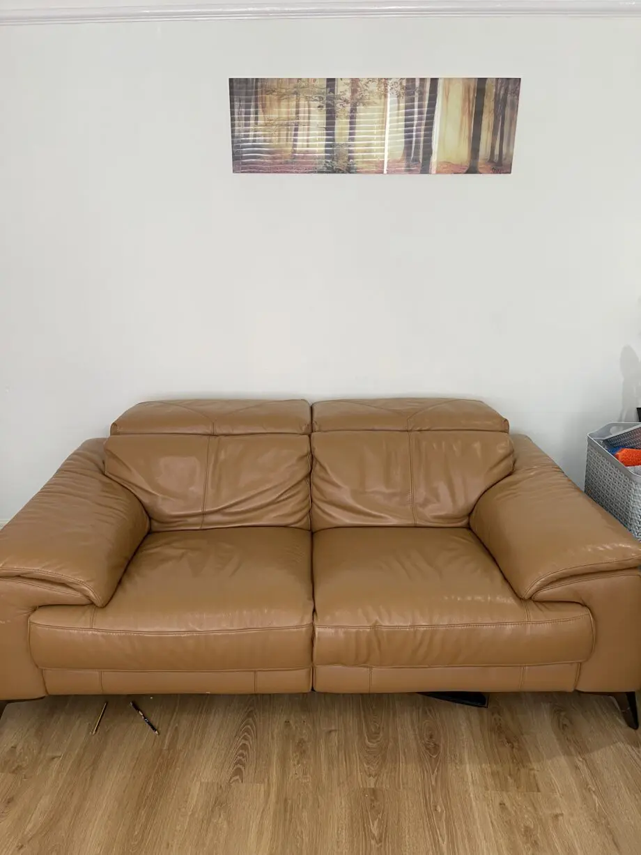 Dfs 2 seater leather power recliner sofa with power headrest