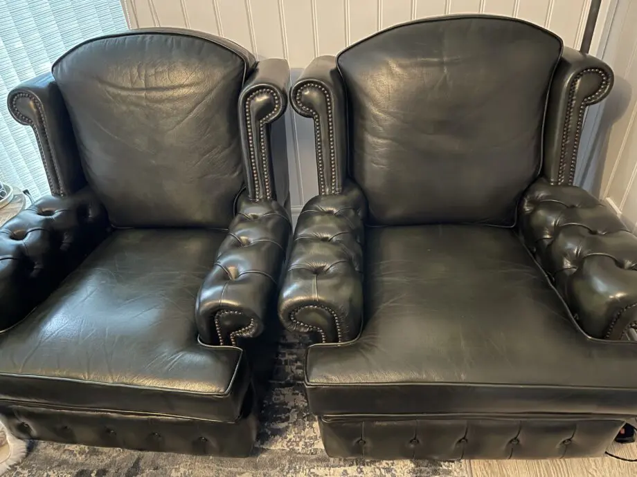 Quality traditional 3 piece suite green leather