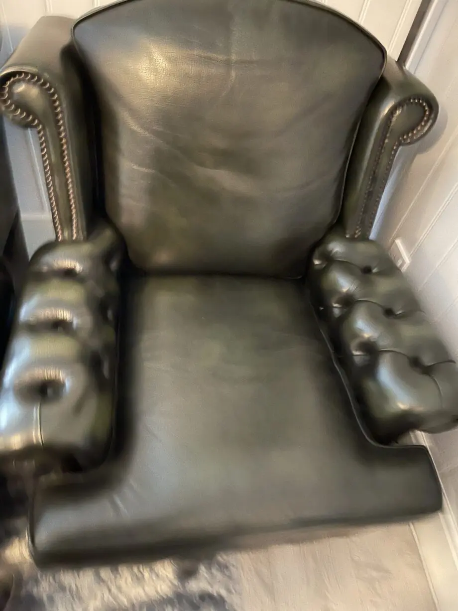 Quality traditional 3 piece suite green leather