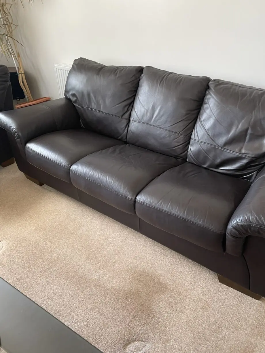 SCS brown leather 3 seater sofa