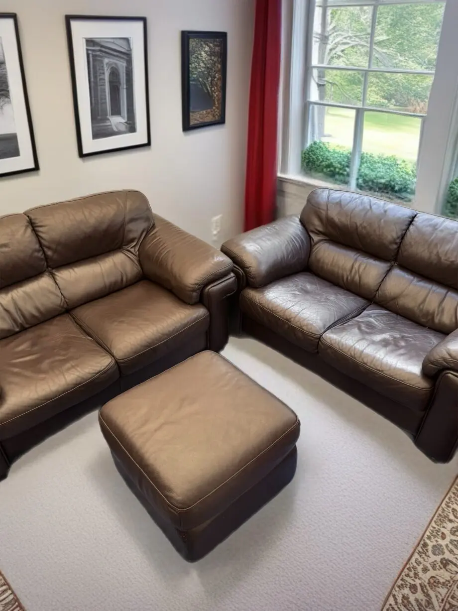 High-Quality Brown Italian Leather Sofa Set