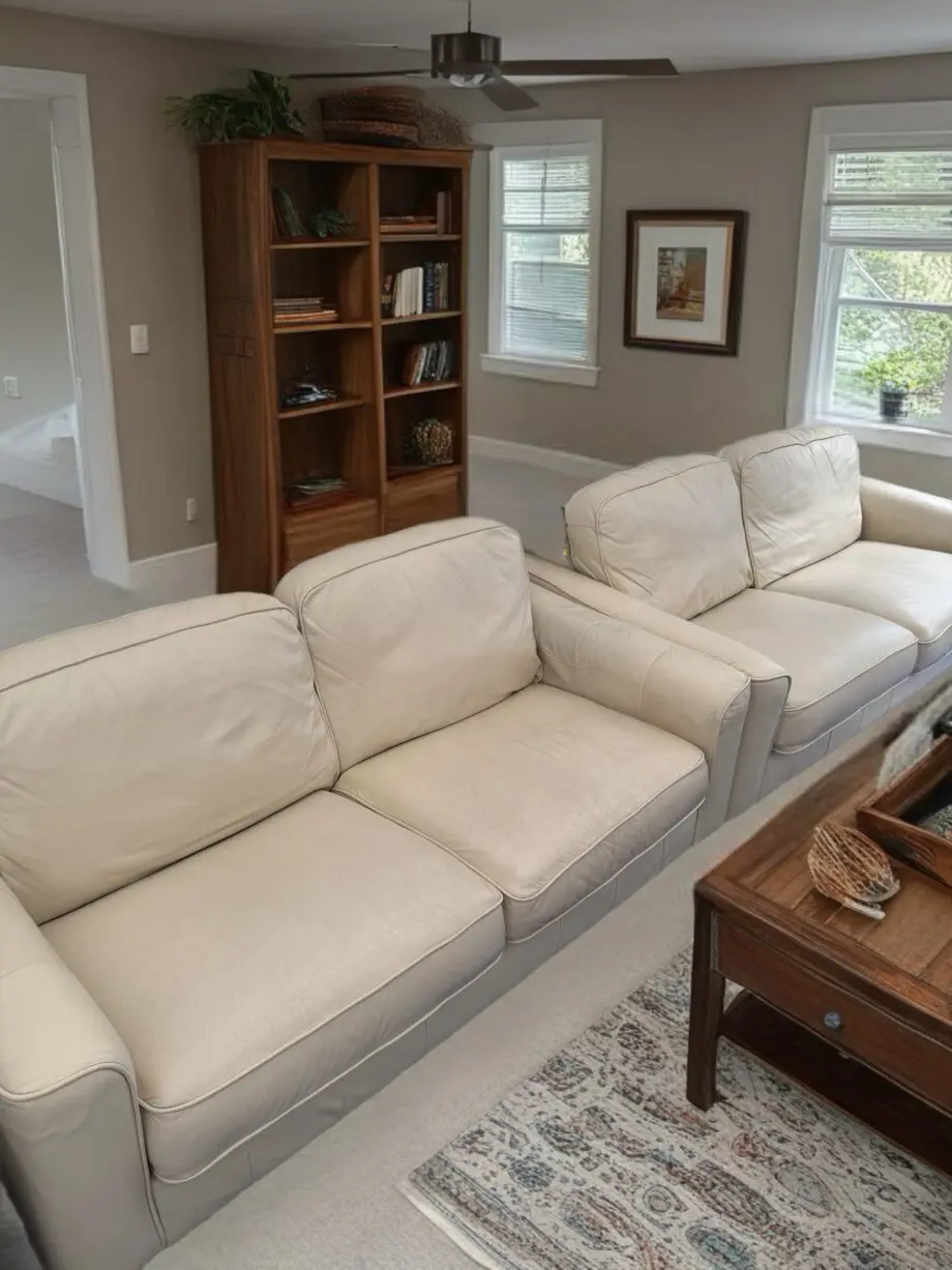 Cream Leather Sofa Set – Timeless Elegance & Comfort