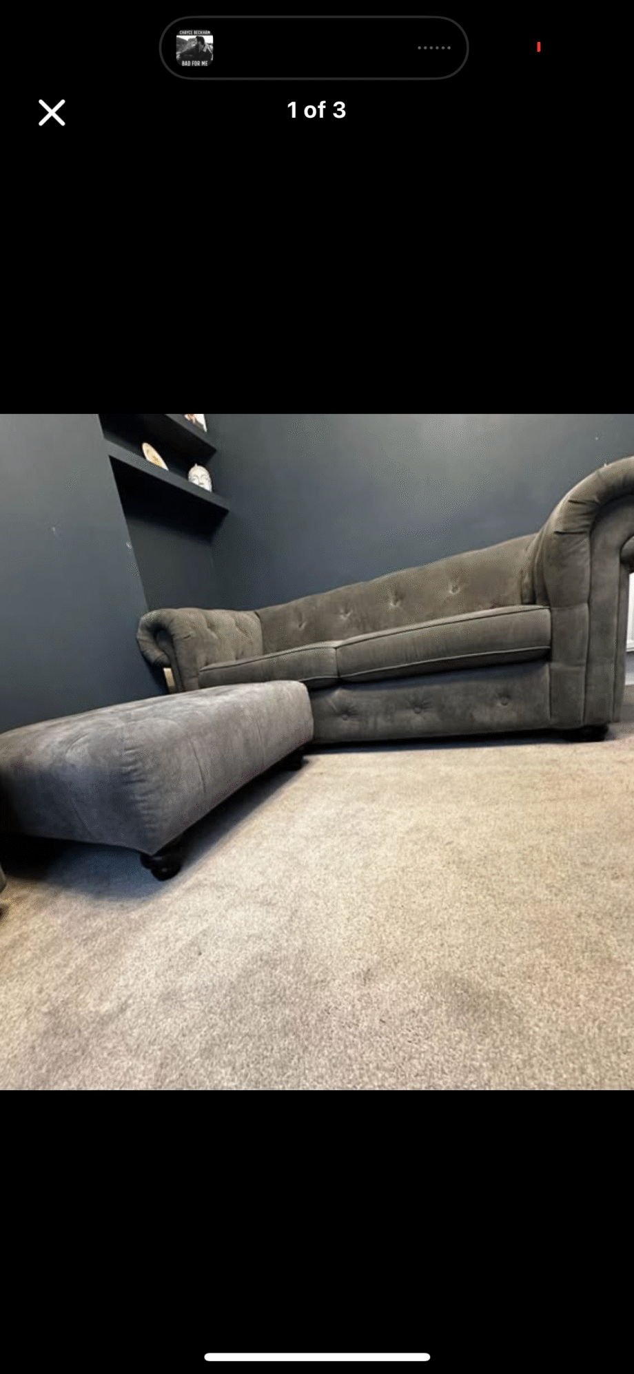 Dfs belair plaza grey sofa & matching footstool