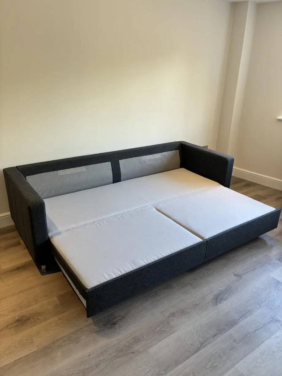 IKEA- LANDSKRONA 3-seat sofa-bed, Gunnared dark grey/metal
