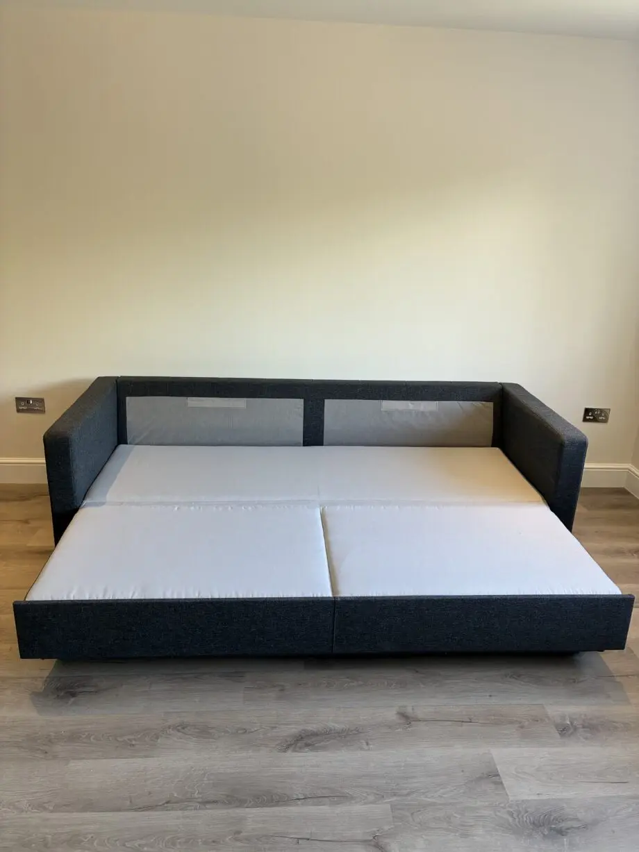 IKEA- LANDSKRONA 3-seat sofa-bed, Gunnared dark grey/metal
