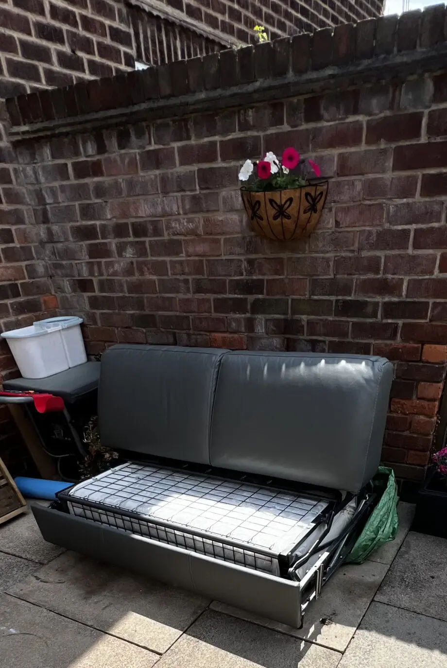 Grey Italian Leather Sofa bed