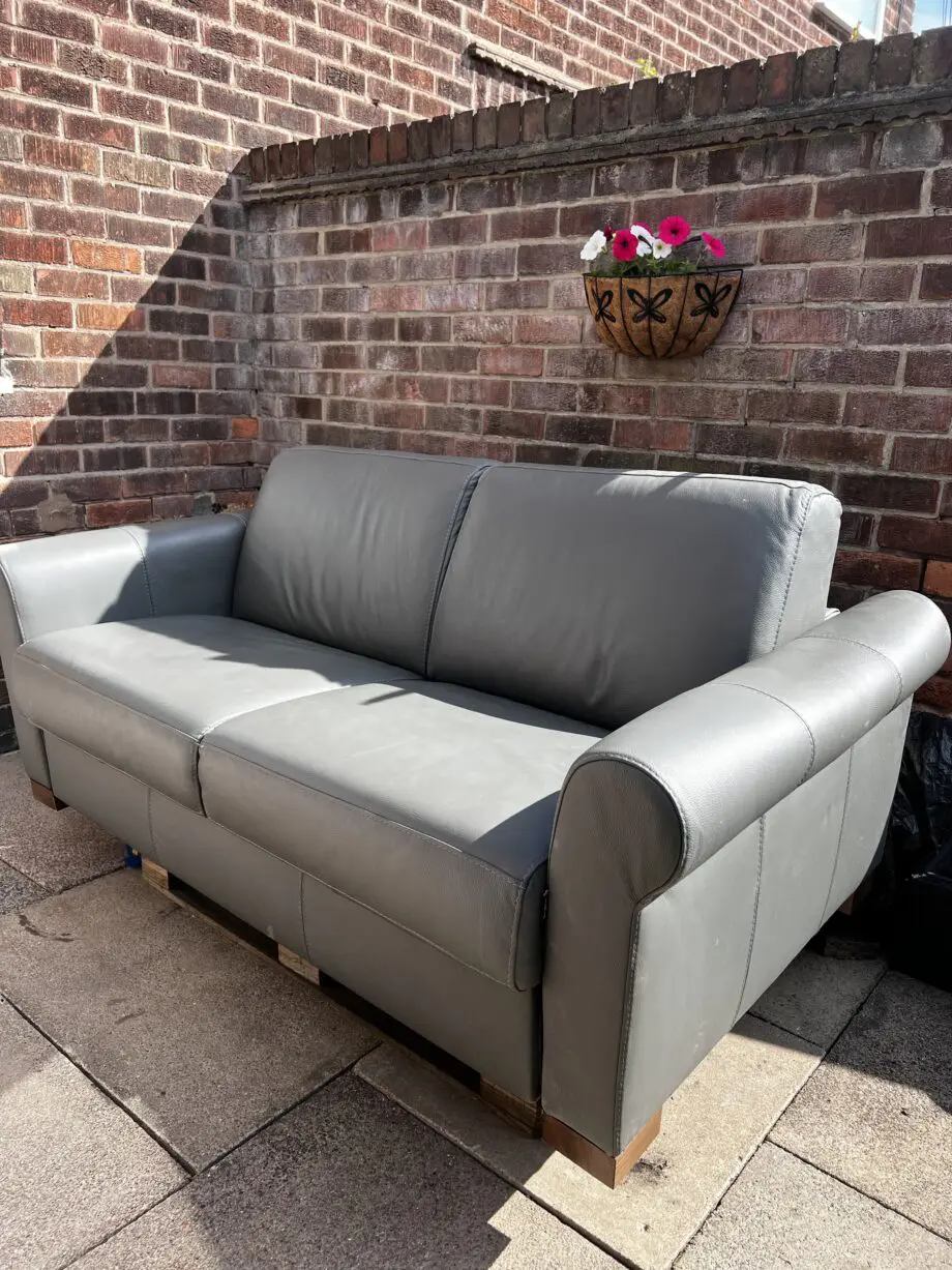 Grey Italian Leather Sofa bed
