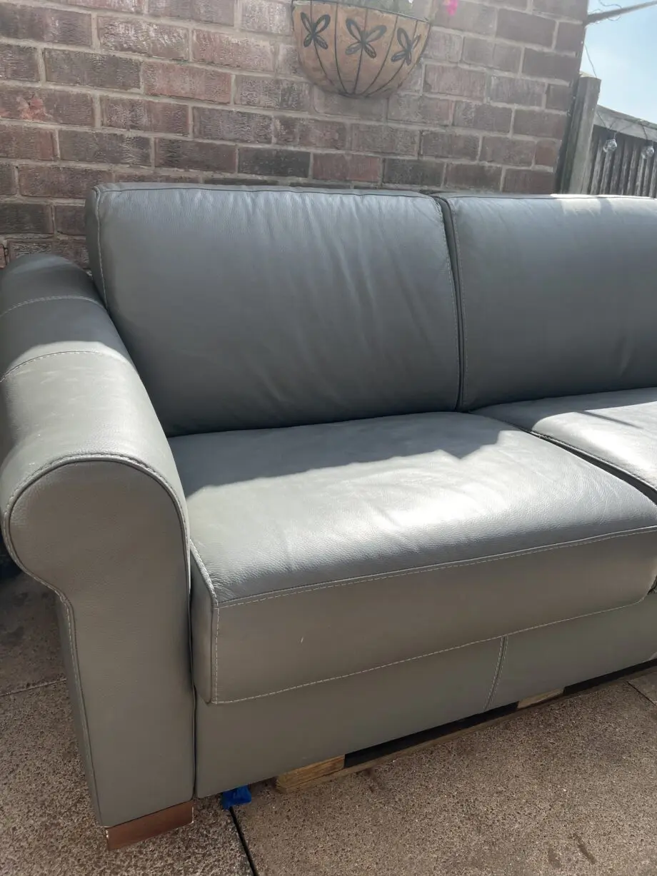 Grey Italian Leather Sofa bed