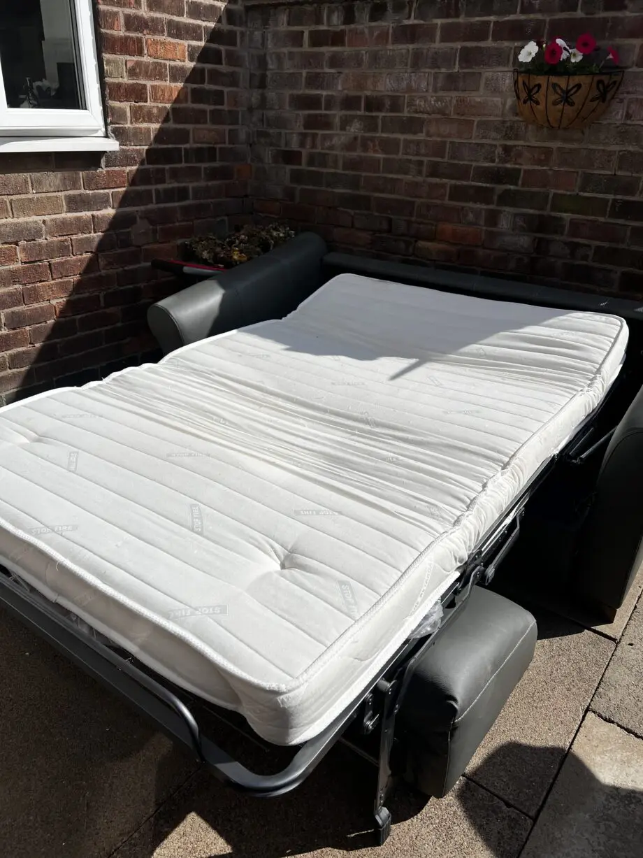 Grey Italian Leather Sofa bed
