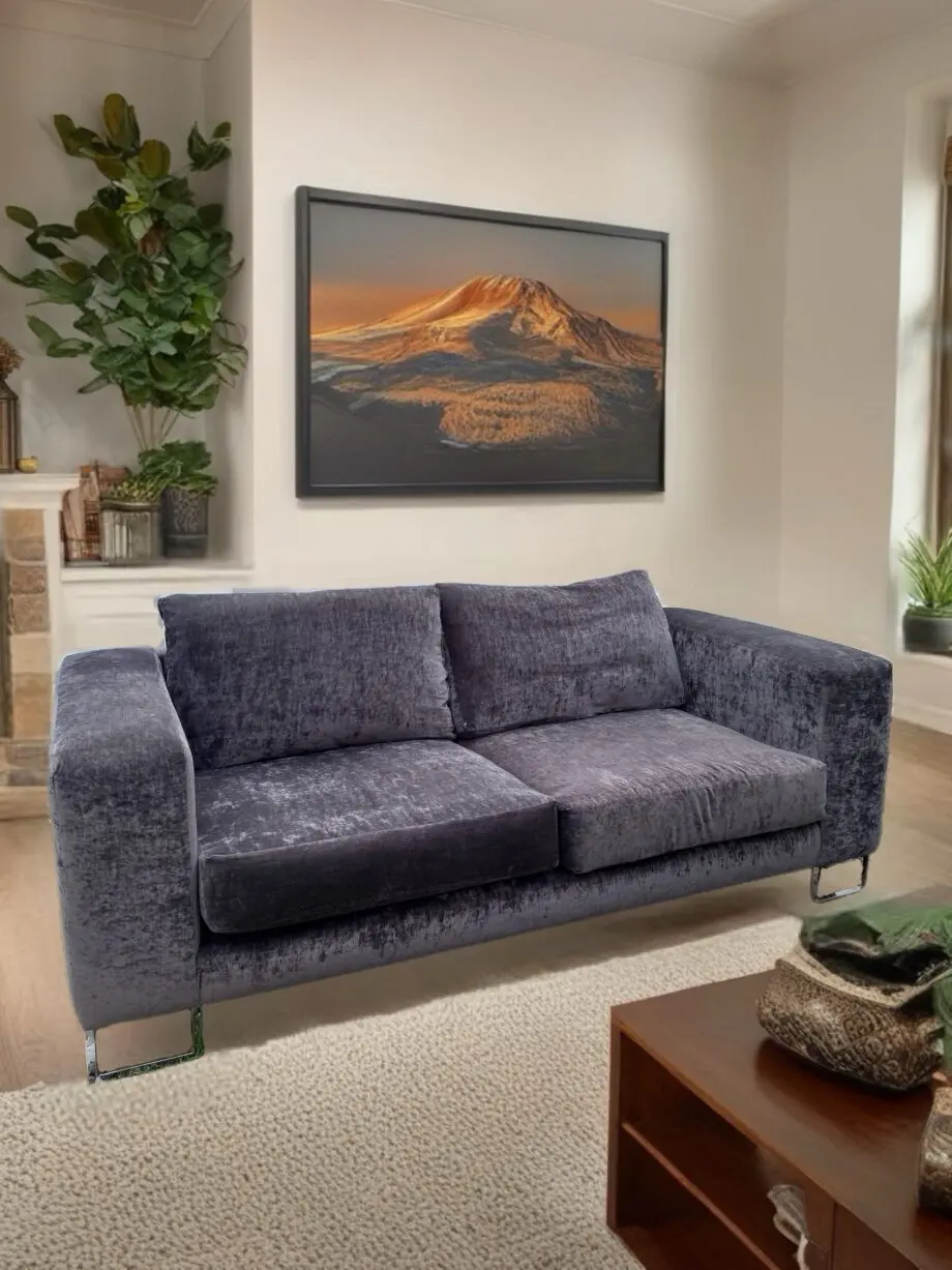Luxury Grey Velvet Sofas – Feather-Filled Comfort & Elegant Style