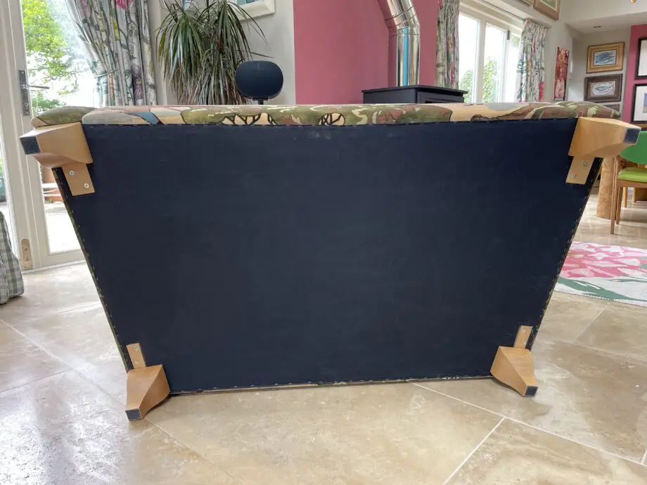 WESLEY BARRELL 2 SEATER, COVERED IN BEAUTIFUL NATURAL MULBERRY VELVET FLYING DUCKS FABRIC