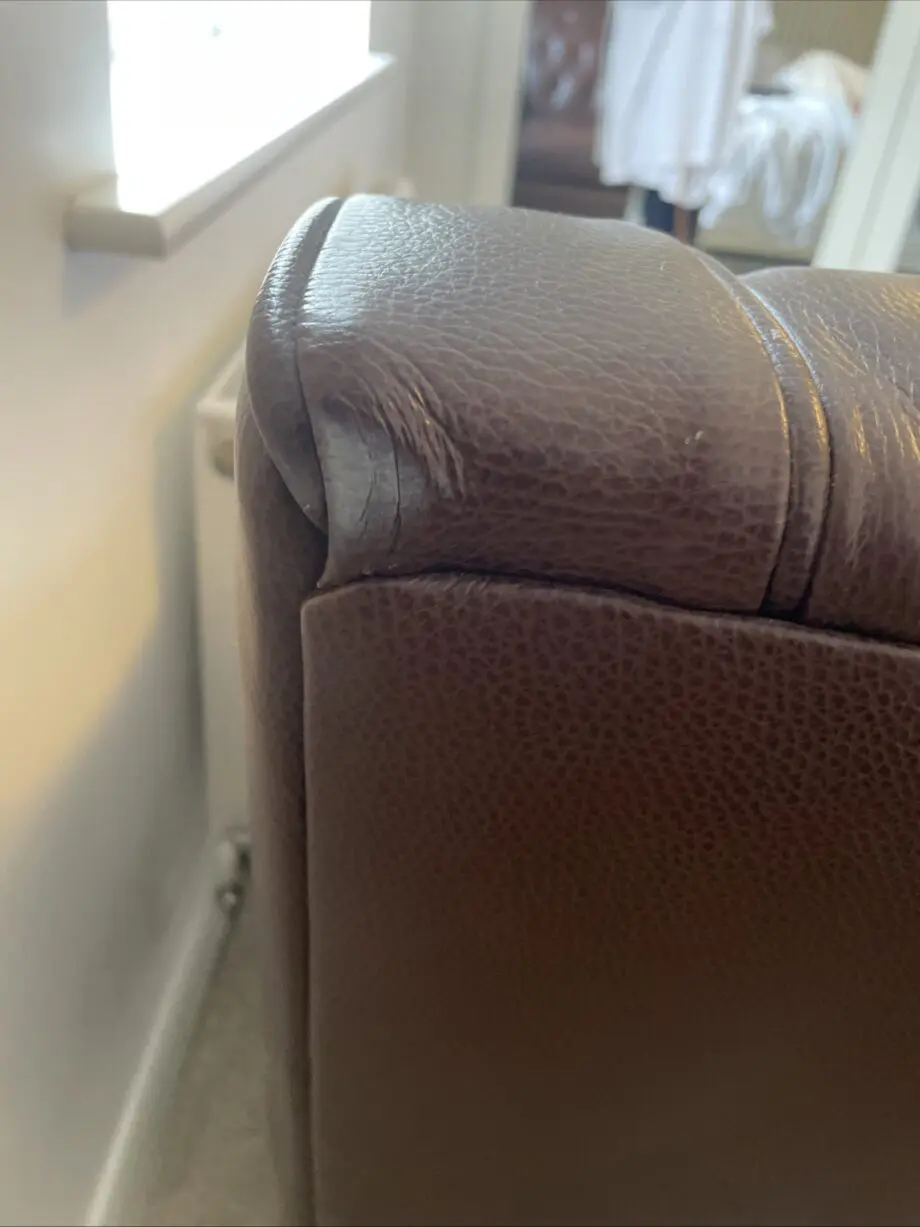 Multiyork grained leather arm chair, brown, dark legs