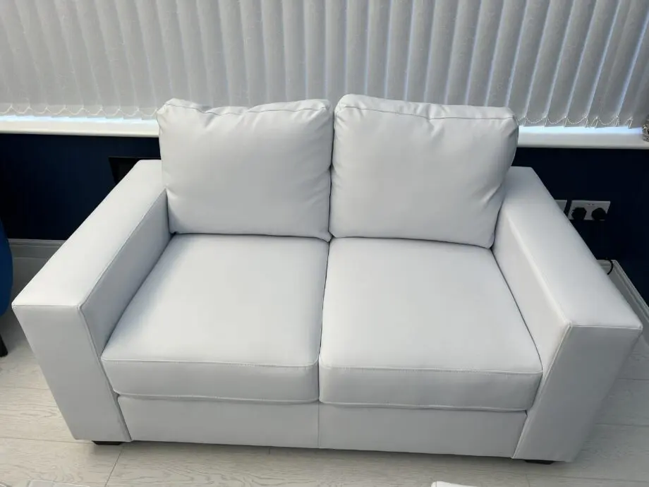 White faux leather 3 & 2 seater sofa set