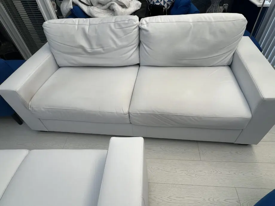 White faux leather 3 & 2 seater sofa set