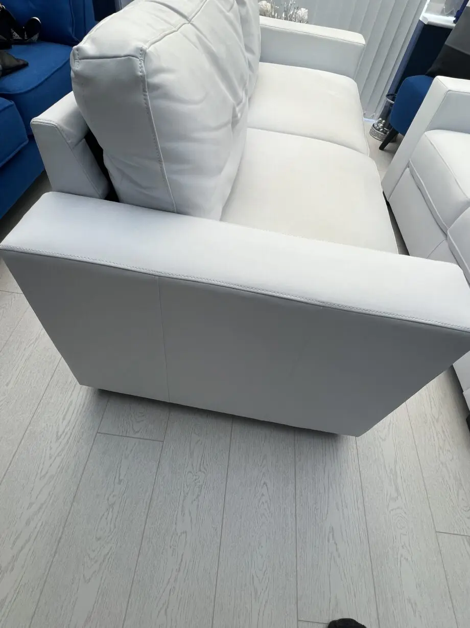 White faux leather 3 & 2 seater sofa set