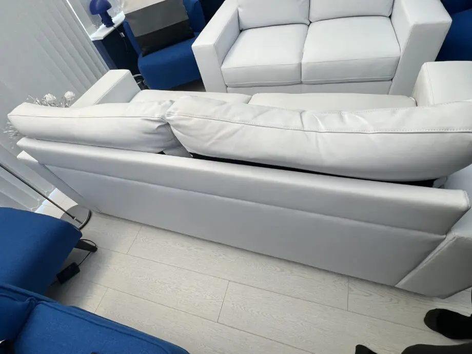 White faux leather 3 & 2 seater sofa set