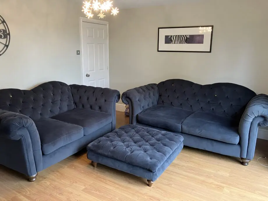 DFS Joules 3 seater velvet sofa.