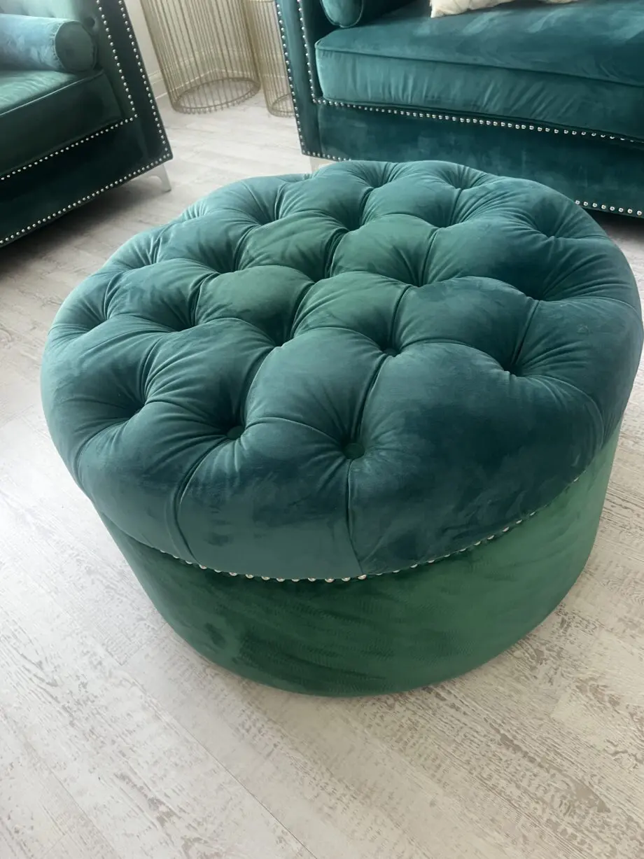 Chesterfield Green Velvet Sofa Set