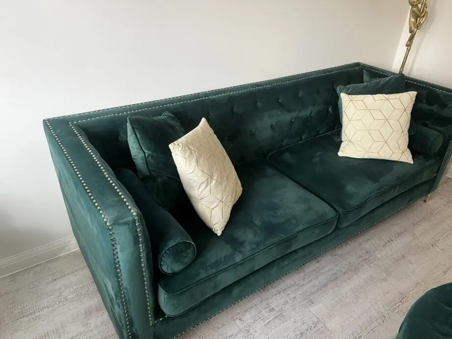 Chesterfield Green Velvet Sofa Set