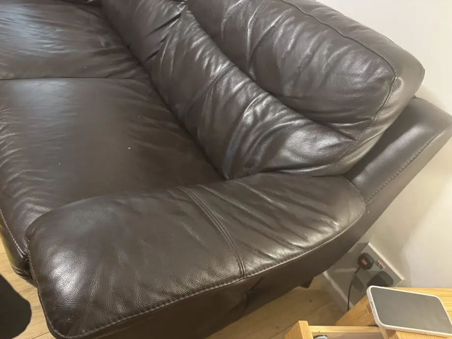 DFS BROWN LEATHER SOFA AND CHAIR