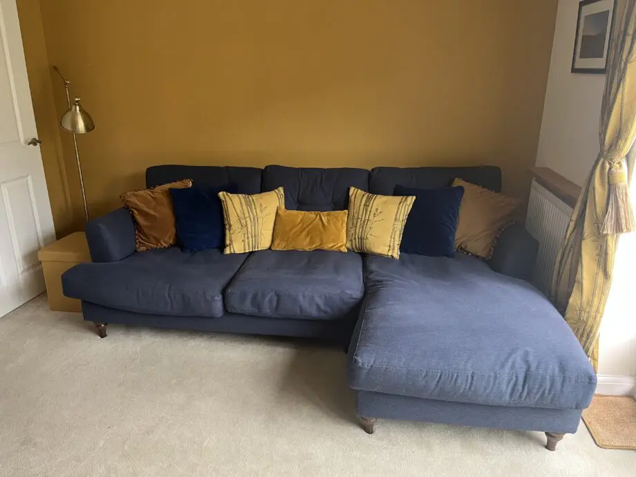 Joules Navy Blue Patterdale 3 Seater Chaise Sofa
