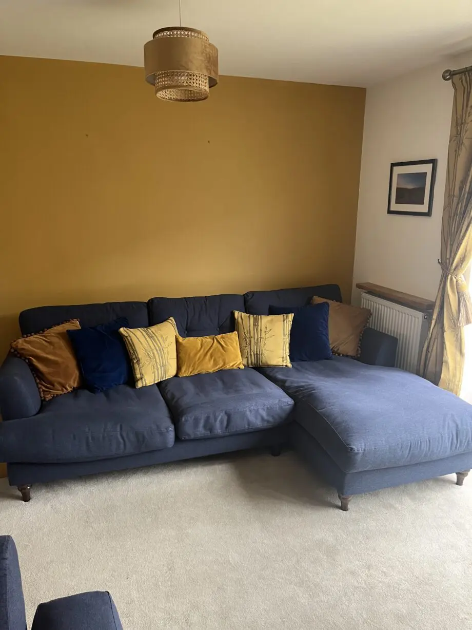 Joules Navy Blue Patterdale 3 Seater Chaise Sofa