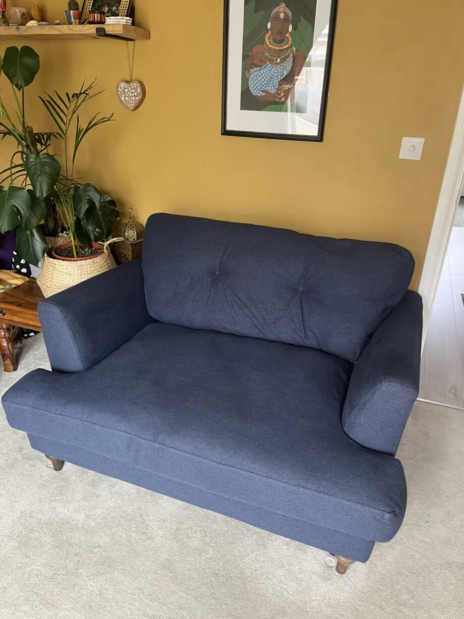 Joules Navy Blue Patterdale Cuddler Armchair