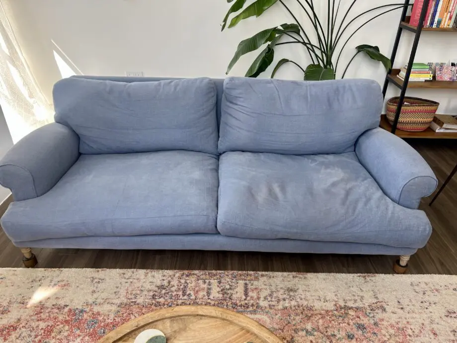 Three-Seater Loaf Sofa – Blue Brushed Cotton
