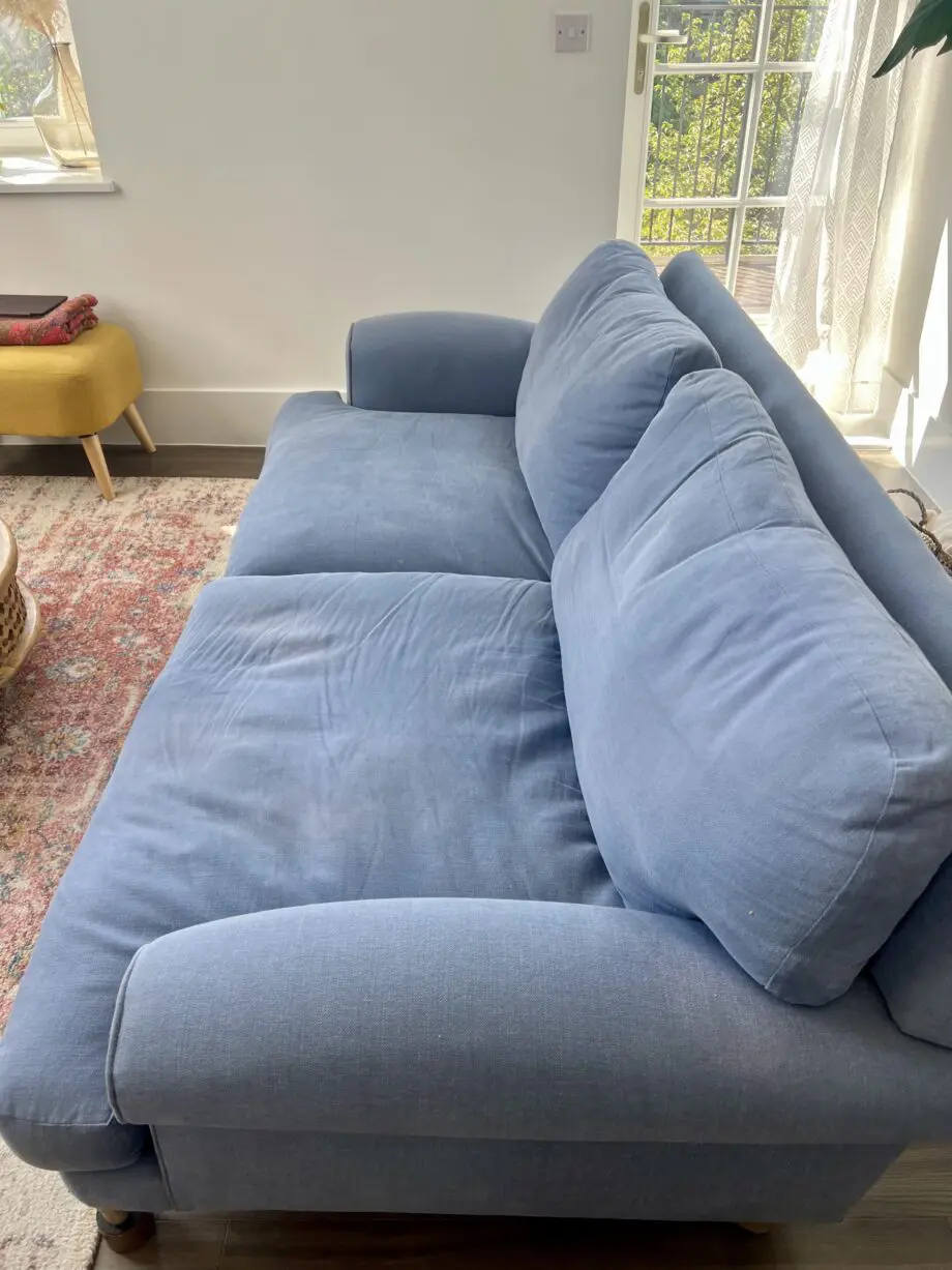 Three-Seater Loaf Sofa – Blue Brushed Cotton