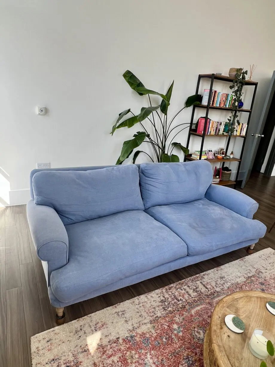 Three-Seater Loaf Sofa – Blue Brushed Cotton
