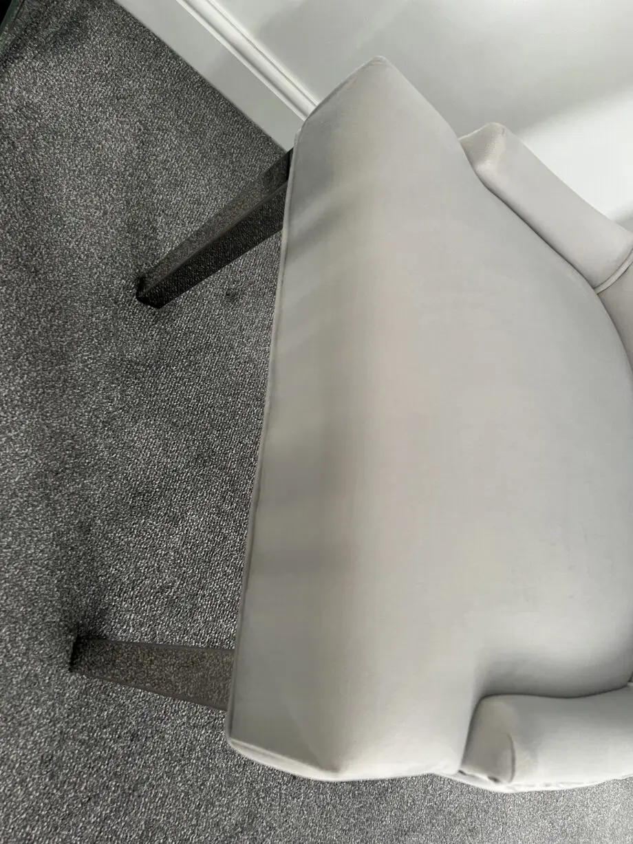 Verona Dining Chair in Light Grey Velvet with Chrome Knocker and Grey Legs