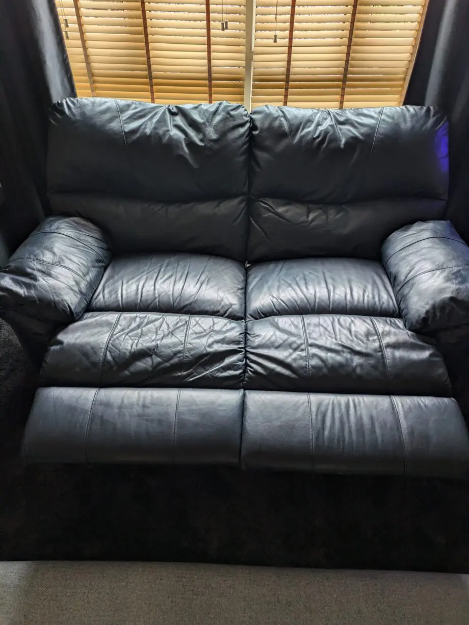 Scs navy blue 2 seater manual reclining settees