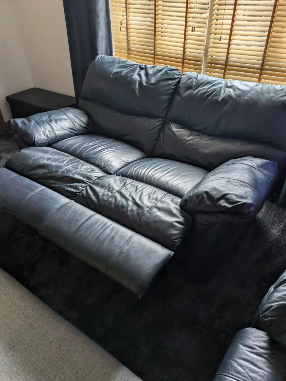 Scs navy blue 2 seater manual reclining settees