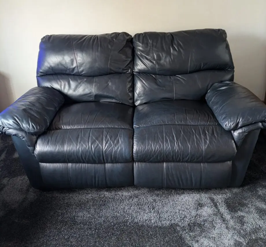 Scs navy blue 2 seater manual reclining settees