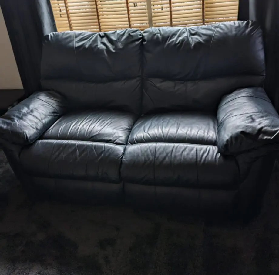 Scs navy blue 2 seater manual reclining settees